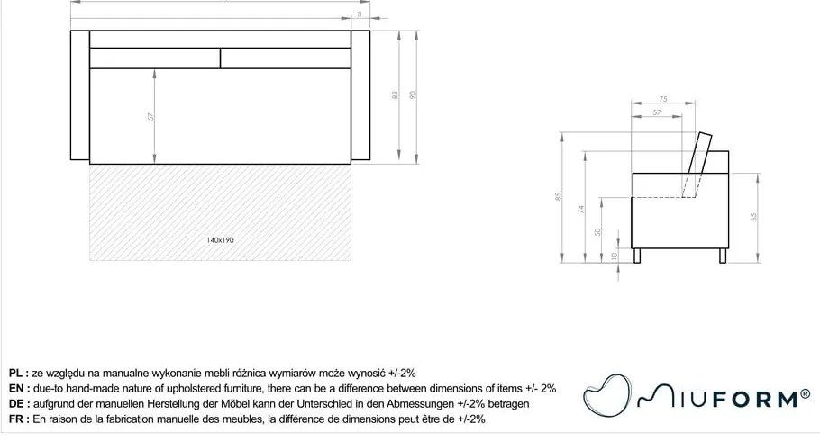 Svetlohnedá rozkladacia pohovka 207 cm Simon – Miuform