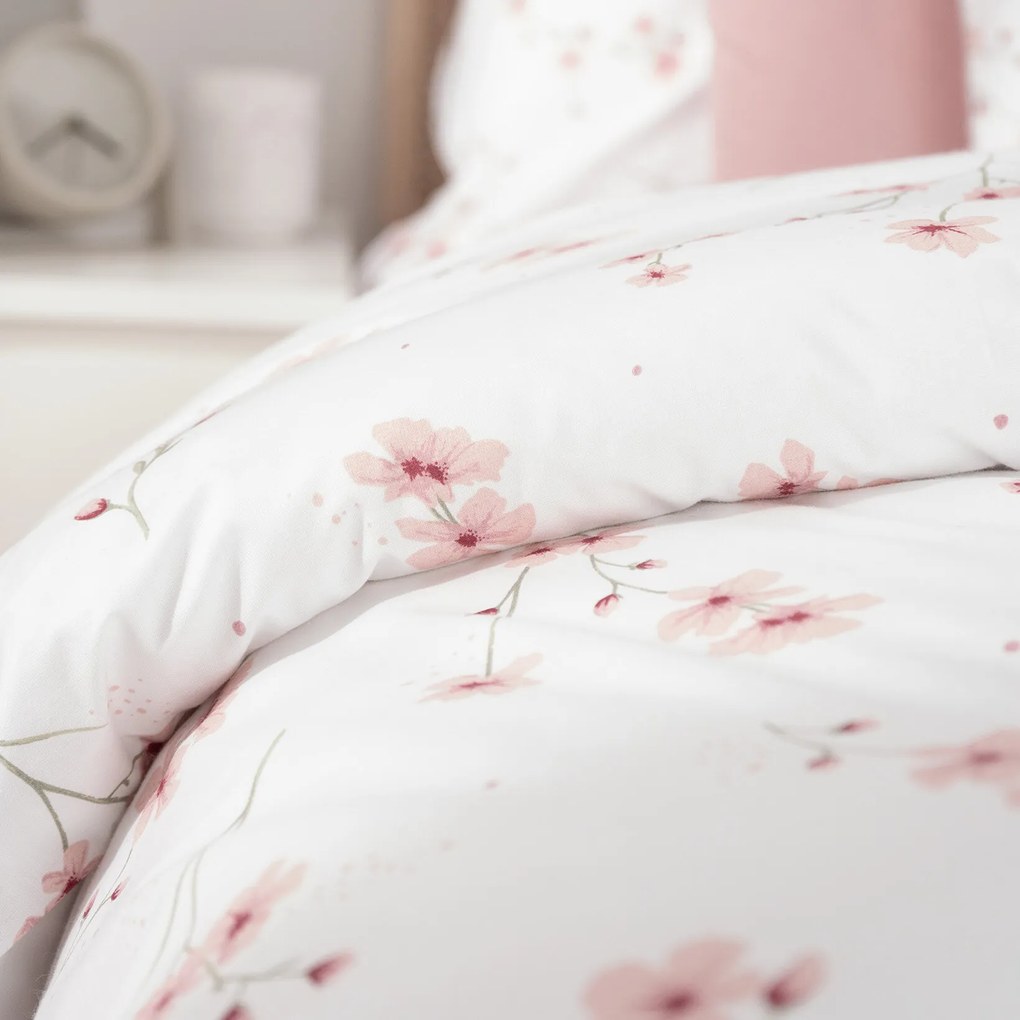 Goldea bavlnené posteľné obliečky - kvitnúce sakury 240 x 220 a 2ks 70 x 90 cm