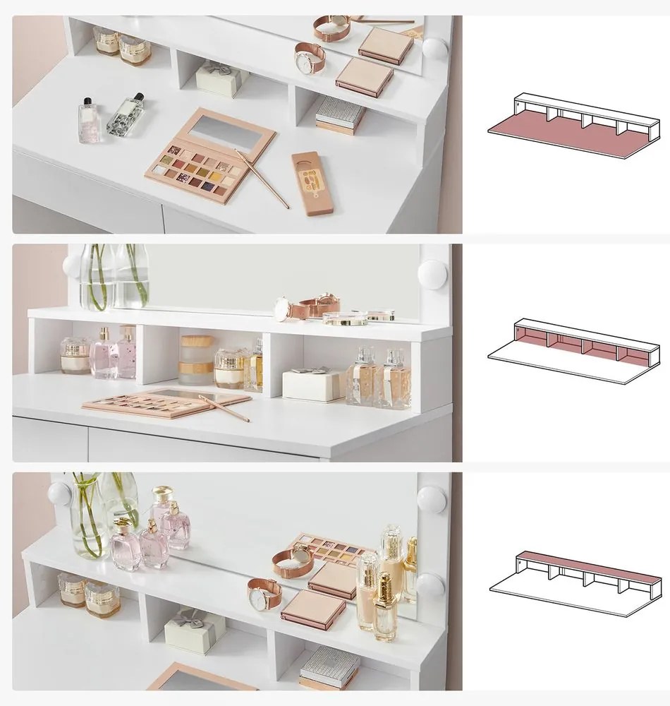 SONGMICS Toaletný stolík VASAGLE RDT120T10