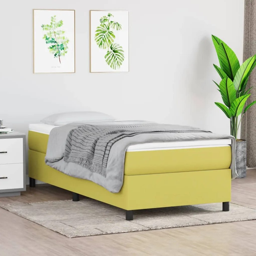 vidaXL Rám na boxspring posteľ zelený 100x200 cm látka