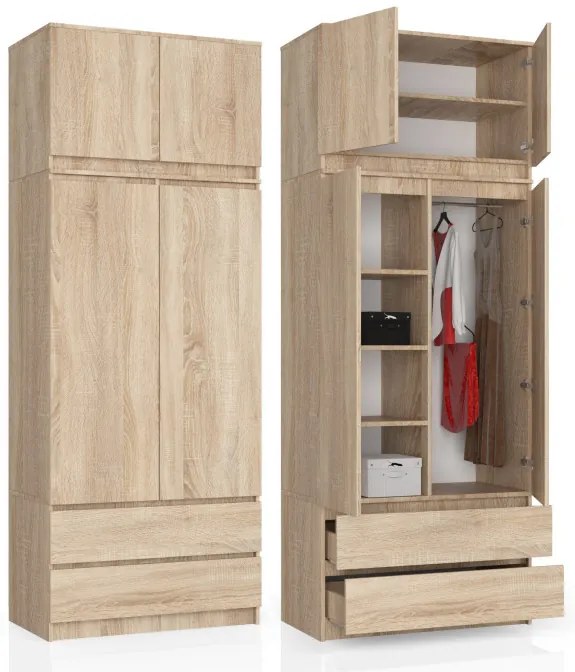 Skriňa s nadstavcom S 90 cm 2D 2SZ CLP dub sonoma