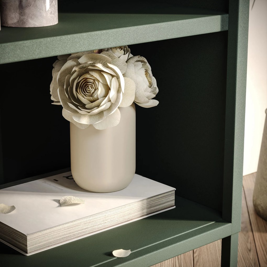 Knižnica do obývačky MARIO, 500 x 1800 x 350 mm, Modern: fľaškovo zelená farba