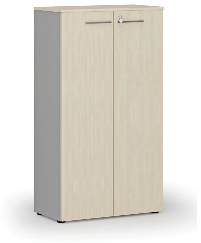 Kancelárska skriňa s dverami PRIMO GRAY, 1434 x 800 x 420 mm, sivá/buk
