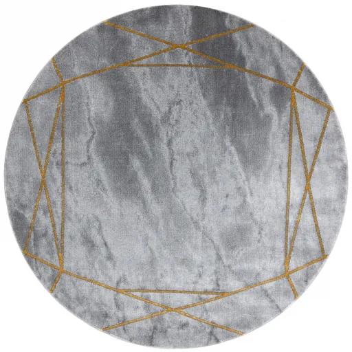 Koberec okrúhly EMERALD exkluzív 1022 glamour, mramor, geometrický sivo / zlatý