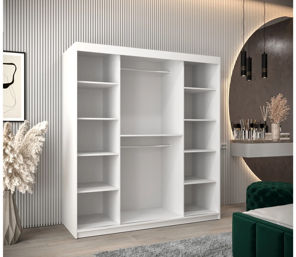 Šatníková skriňa 180 cm Toki 3 (Biela matná + Čierna matná). Akcia -20%. Vlastná spoľahlivá doprava až k Vám domov. 1065084