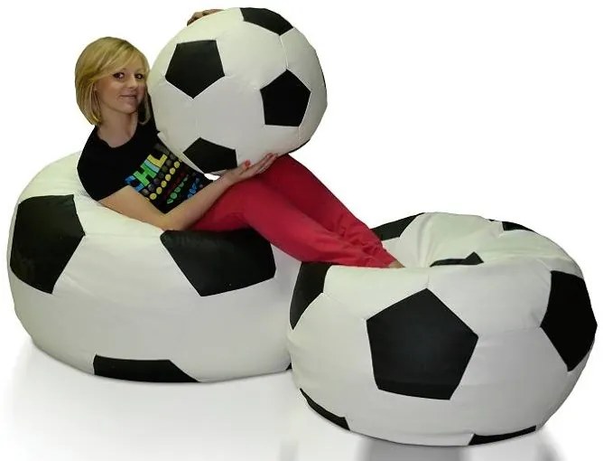 Set sedacích vakov Futbal XXXL + XXL + L (biela + čierna). Vlastná spoľahlivá doprava až k Vám domov. 1054534