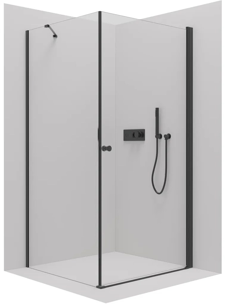 CERANO - Sprchovací kút Antelo L/P - čierna matná, transparentné sklo - 120x80 cm - krídlový, CER-CER-482230