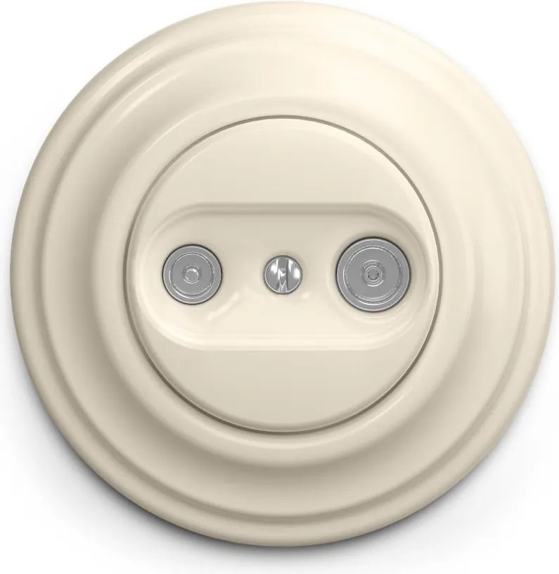 Kliklap - Retro účastnícka zásuvka TV+R (priebežná) s rámčekom béžová