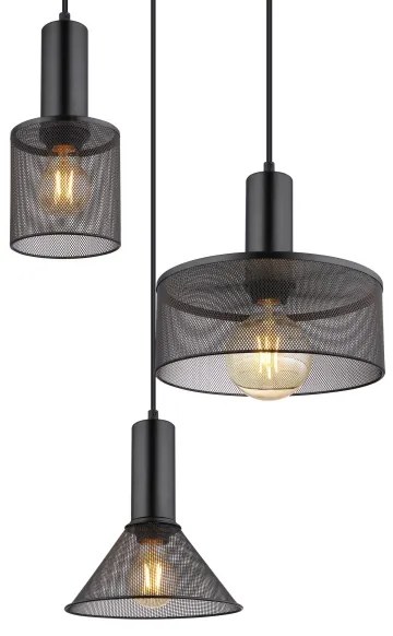 Globo 15648-3H - Luster na lanku JEDD 3xE27/60W/230V čierna