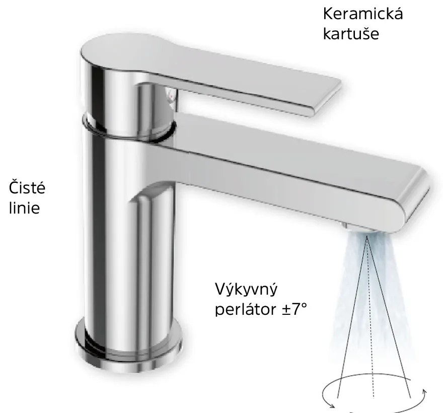 Mereo Mereo, Umývadlová stojanková batéria, Dita, s clic-clac CH03VS, chróm, MER-CBE10104DC