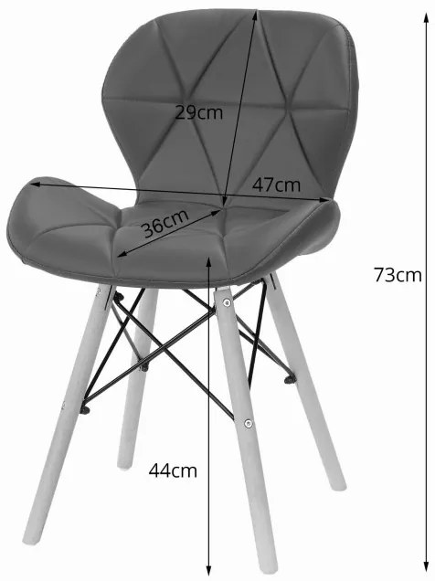 Set štyroch jedálenských stoličiek LAGO ekokoža - sivo/biele (hnedé nohy) 4ks