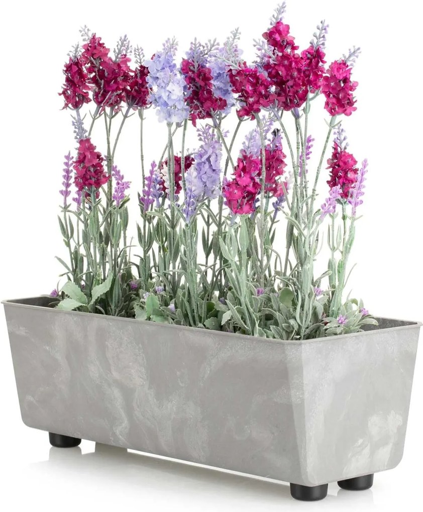 Truhlík s nožičkami Salvia 37,5x17 cm sivý betón