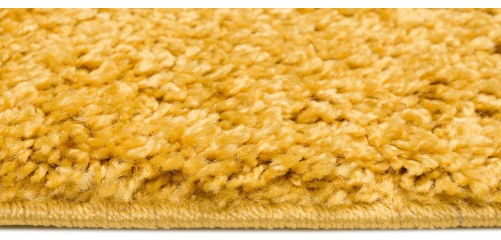 Kusový koberec Shaggy Parba horčicovo žltý atyp 80x200cm