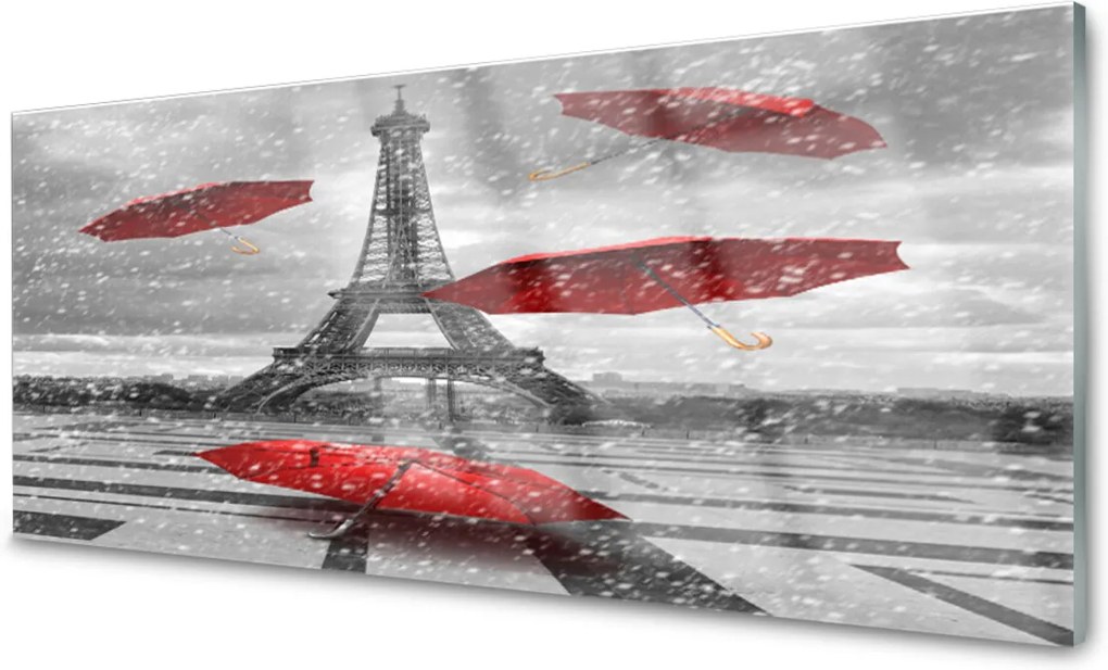 Sklenený obklad Do kuchyne Eiffelova Veža Paríž Dáždnik