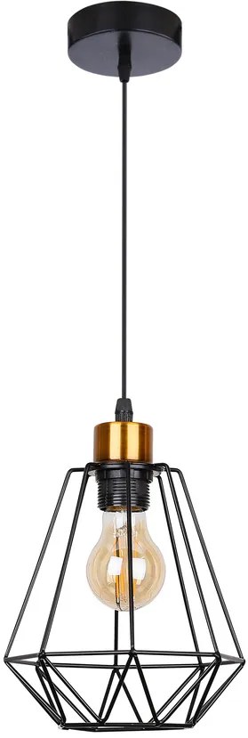 Candellux Čierno-zlatý závesný luster Primo pre žiarovku E27 31-06189