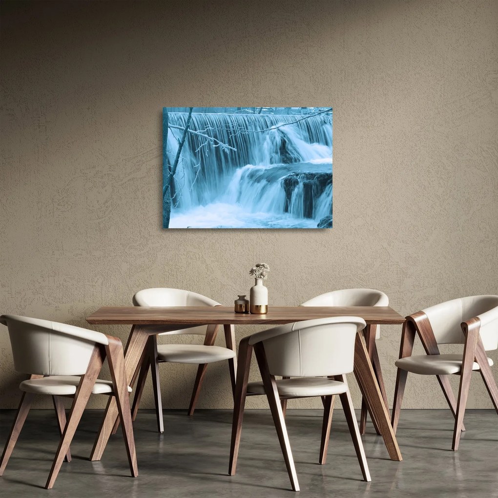 Sklenený obraz - ľadové vodopády (70x50 cm)