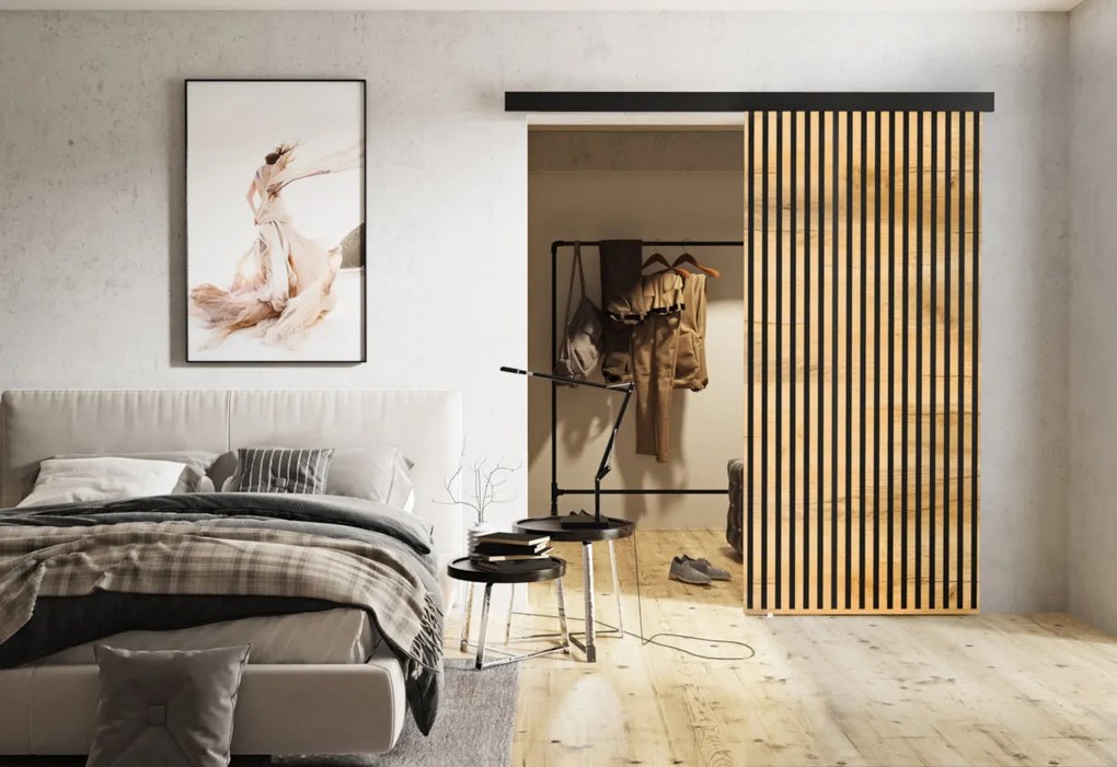 Posuvné dvere BELMA - dub sonoma/čierna / 100