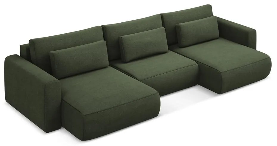 Khaki rozkladacia/s úložným priestorom rohová pohovka (do tvaru "U") Kapua – Makamii