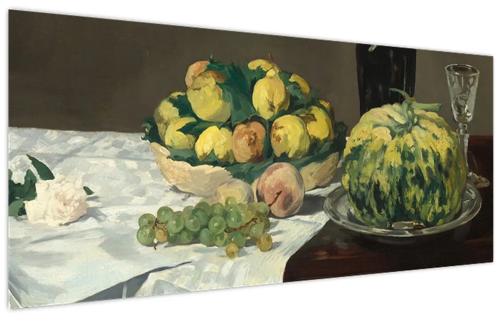 Obraz - Edouard Manet, Still Life with Melon and Peaches, reprodukcia (120x50 cm)