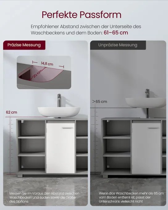 Skrinka pod umývadlo BBK507G01 sivá / biela