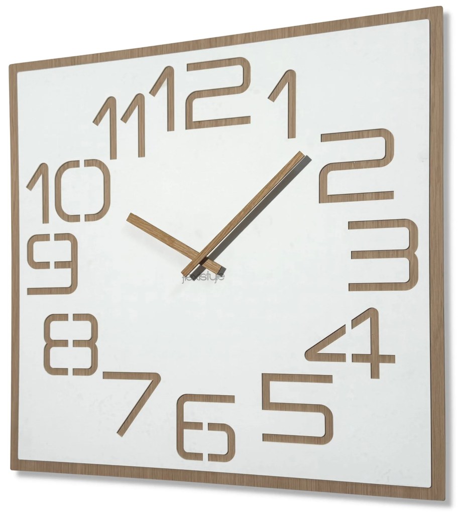 Dekorstudio Moderné drevené hodiny EKO Digits biele - 60cm
