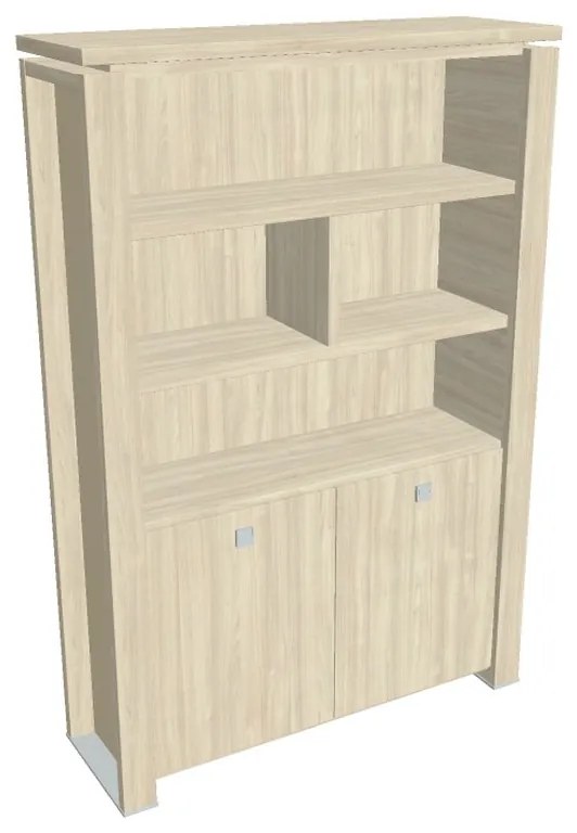 Vysoká skriňa Verno+ S 140 x 46 x 210 cm, s regálom, agát / vanilka