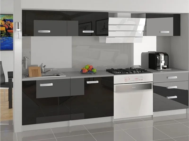 Kuchyňa čierna lesklá Lisa 180 cm