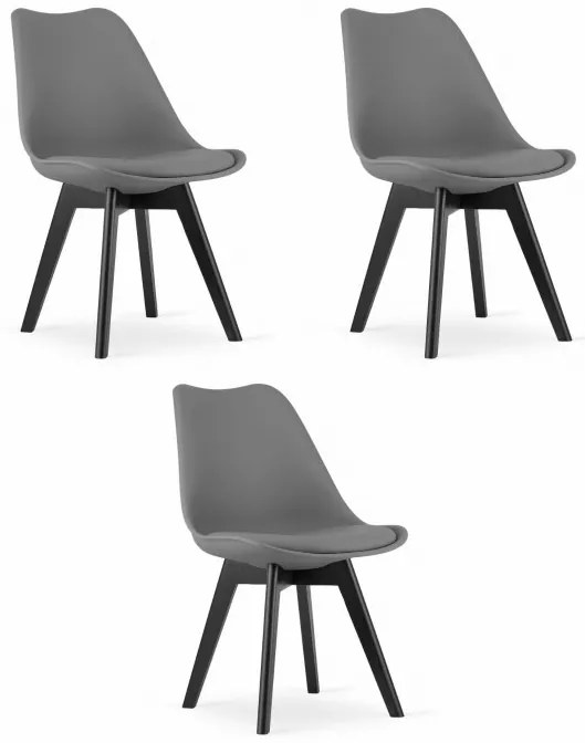 Set troch jedálenských stoličiek MARK grafitový - čierne nohy (3 ks)