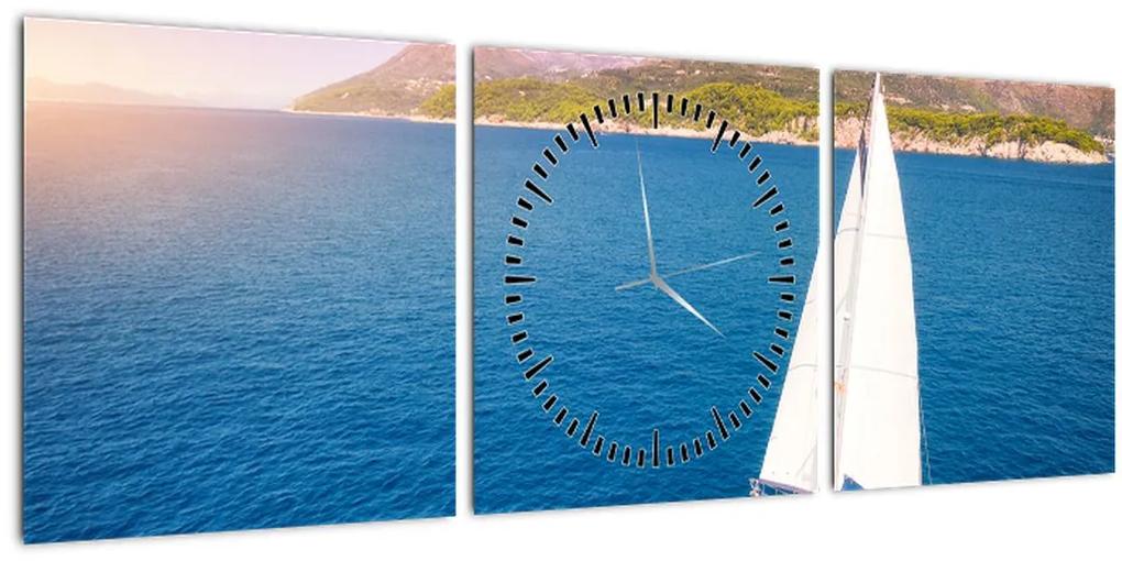 Obraz - Výlet loďou (s hodinami) (90x30 cm)