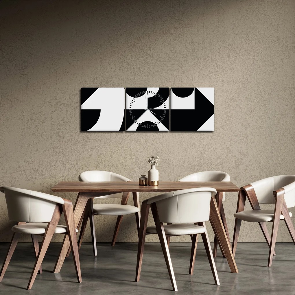 Obraz - Geometrická abstrakcia N⁰1 (s hodinami) (90x30 cm)