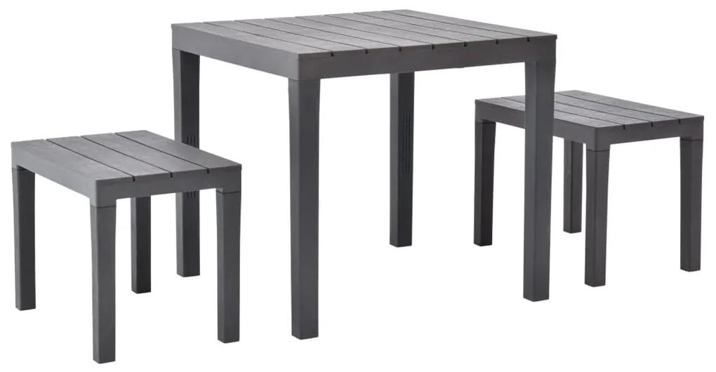 Záhradný stôl s 2 lavičkami plastový hnedý