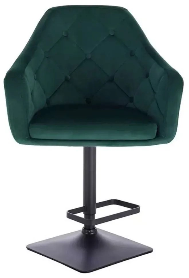 LuxuryForm DESIGN Barová stolička ANDORA VELUR na čierne podstave - zelená