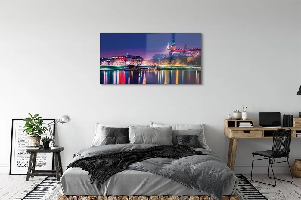 Obraz na akrylátovom skle Krakow city noc rieka 125x50 cm