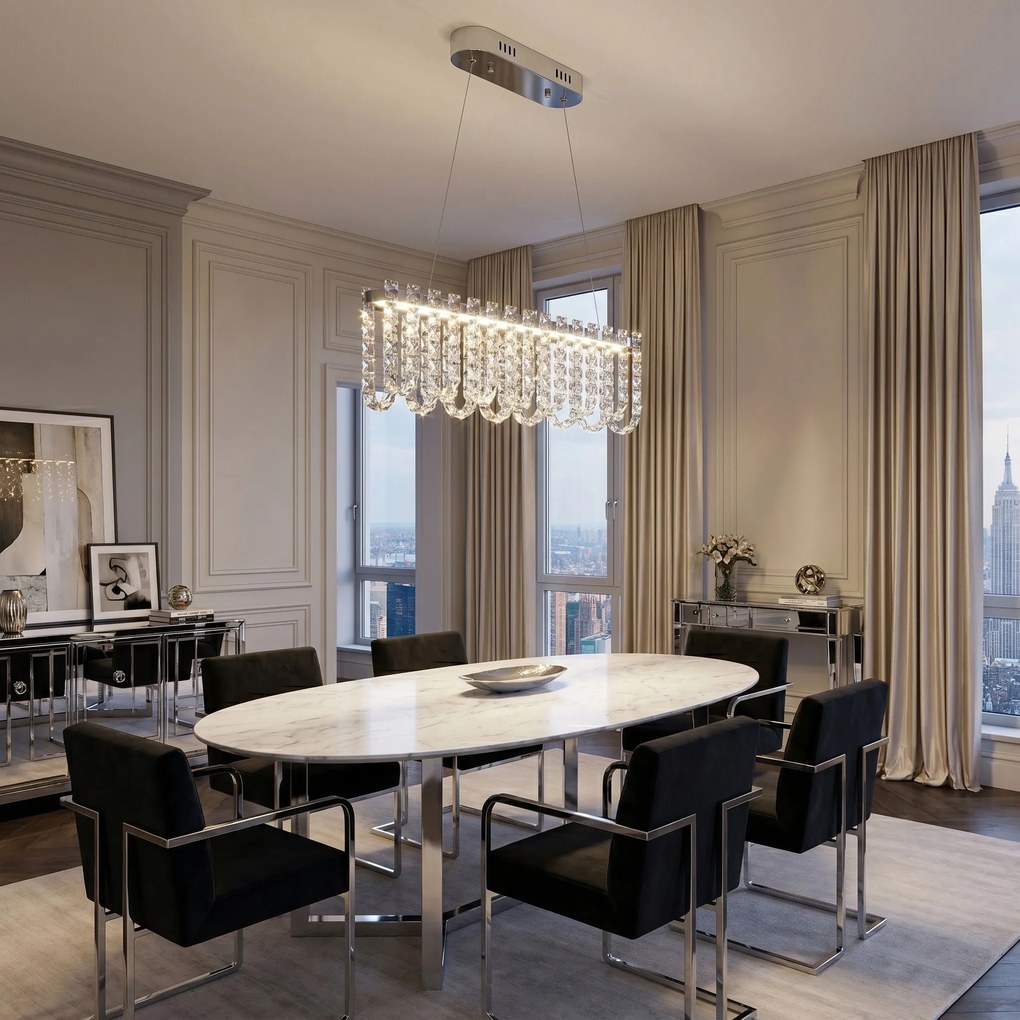 Toolight Toolight, LED krištáľová závesná lampa 60 cm, SWE073-CP, LED integrovaný 3000K/6000K, chrómová, OSW-30202