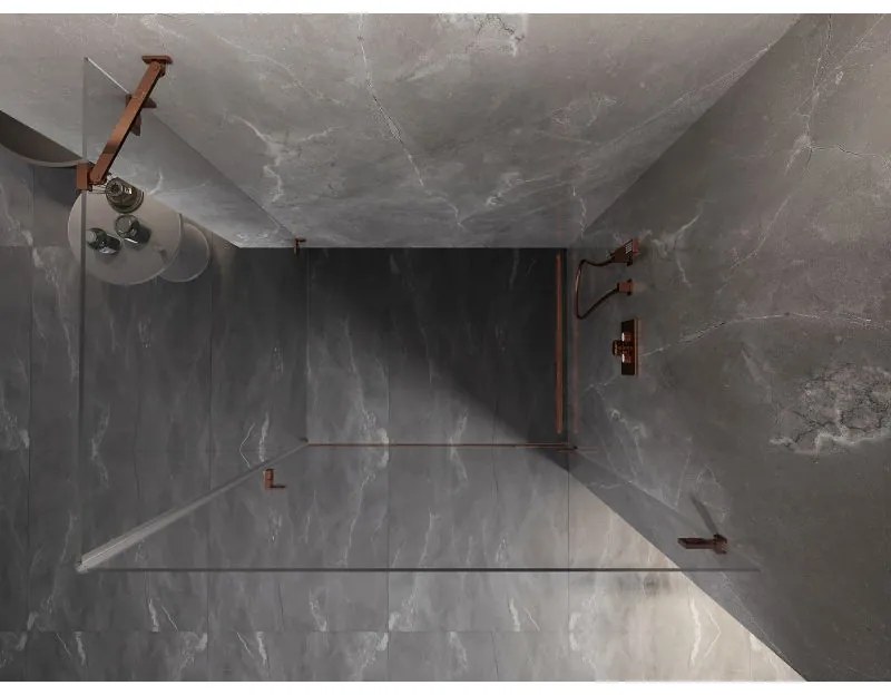 Mexen Lunar-B, pravostranný výklopný sprchový kút 85 x 80 cm, 8mm číre sklo, profil ružové zlato, 832-085-080-60-00-P