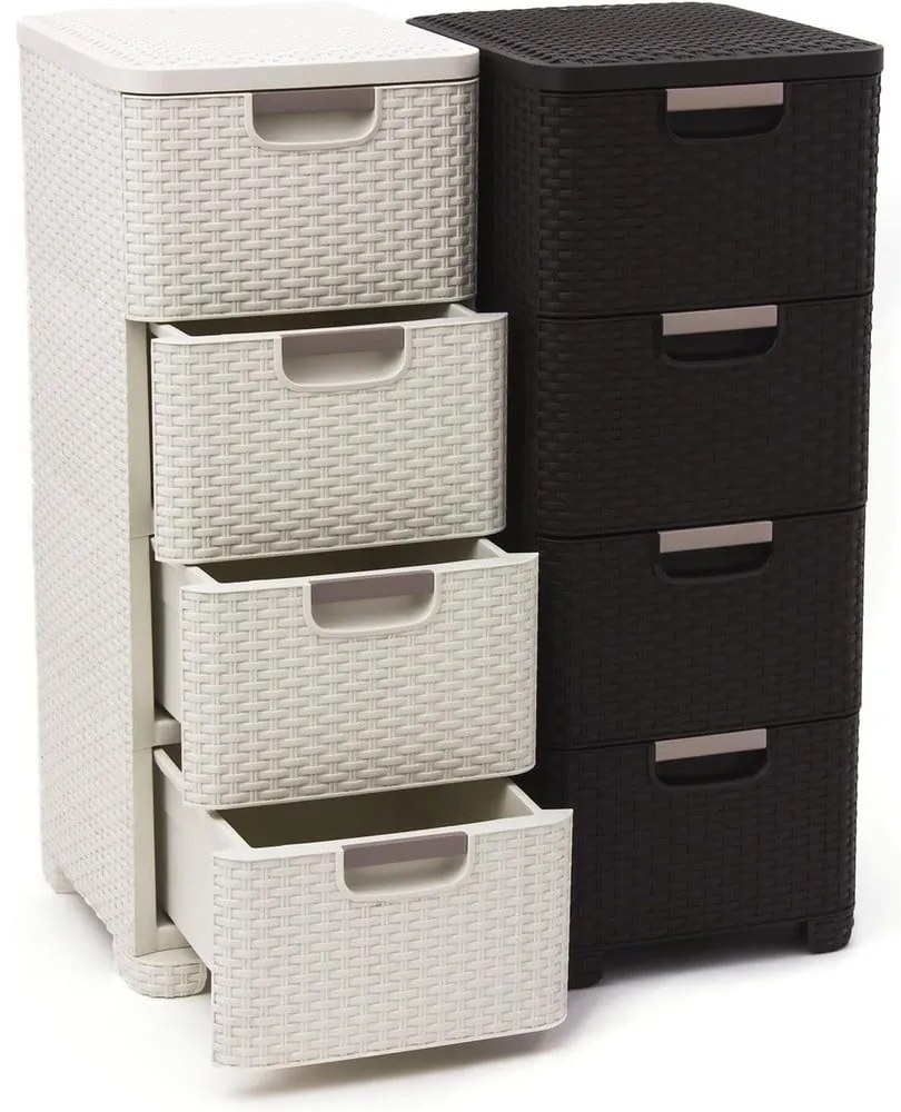 Tmavohnedá plastová vysoká kúpeľňová skrinka 33x79 cm Rattan – Curver