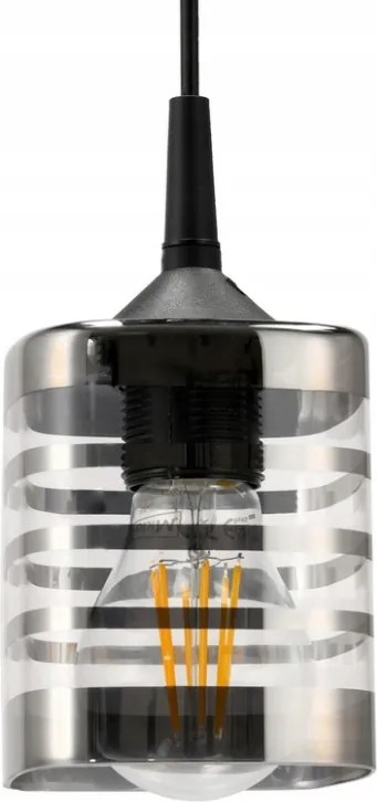 Závesné stropné svietidlo / luster LED E27, nastaviteľné 0–100 cm, sklenené tienidlo