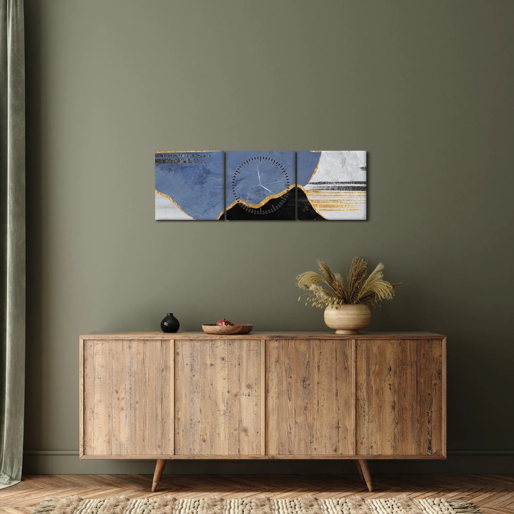Obraz - Textúrované tvary (s hodinami) (90x30 cm)