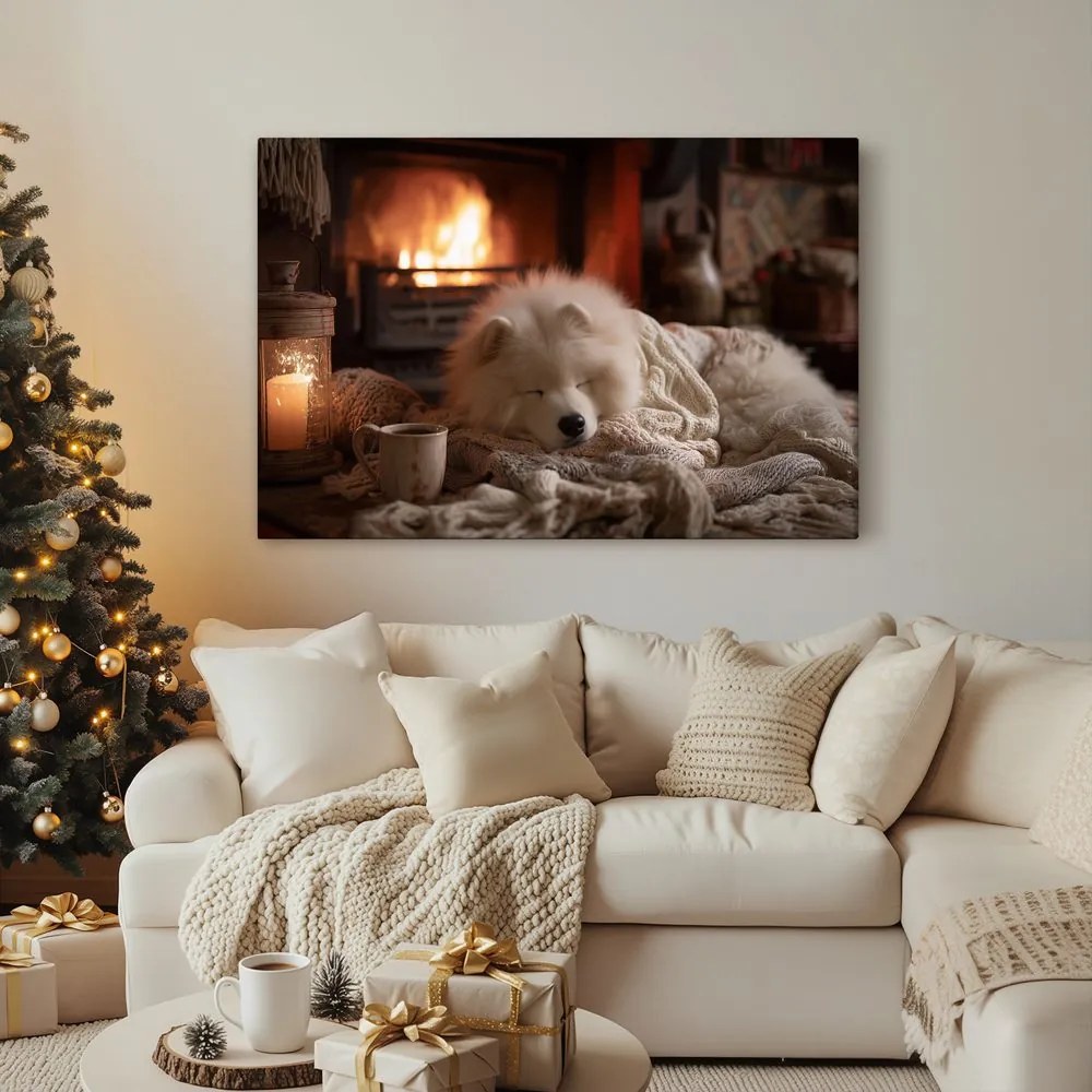 Obraz vianočná pohoda pri krbe