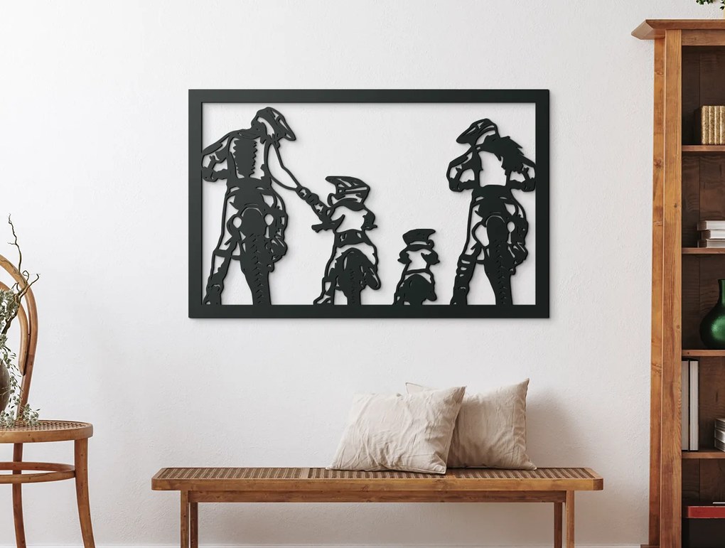 drevko Obraz na stenu Motorkárska rodinka Rozmer obrazu: 41 x 65 cm, Farba dekorácie: Čierna