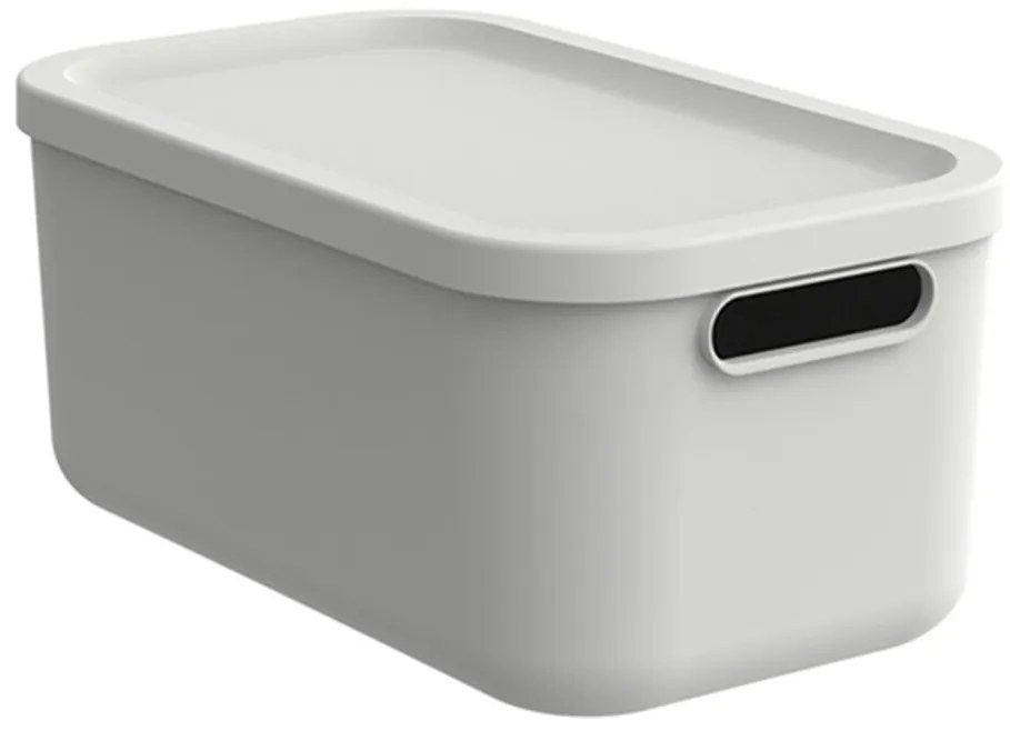Úložný box s vekom, 12 l, matná biela ALBU LIGHT, 40 x 24 x 18 cm