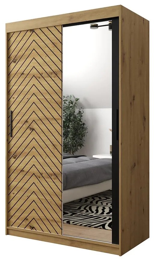 Skriňa Jodełka 2 120 dub Artisan/dub Artisan/čierna