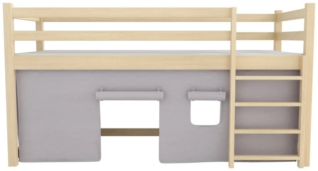 Detská vyvýšená posteľ z masívu borovice PORTO - 200x90 cm - prírodná borovica