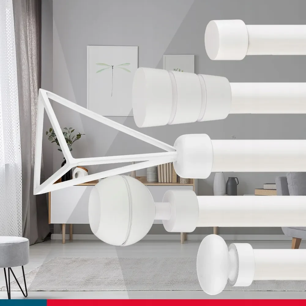 Dekorstudio Garniža jednoradová BASIC biela matná 19mm Dĺžka: 260cm, Typ príslušenstva: Krúžky tiché so štipcami