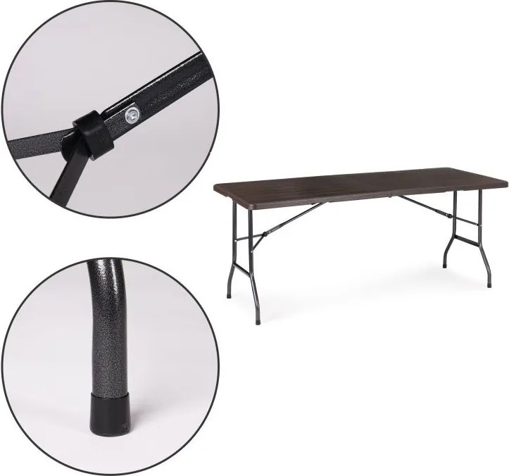 Cateringový, banketový stôl 180 cm skladací hnedý