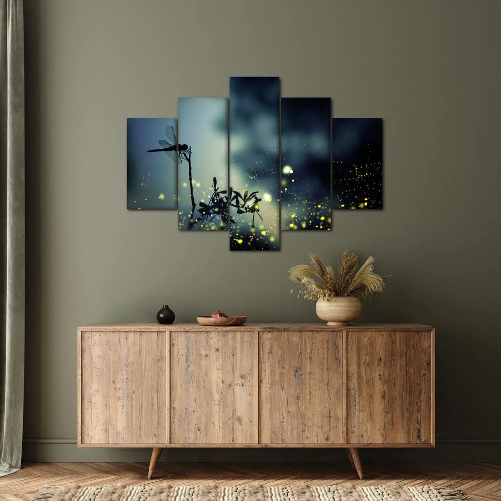 Obraz - Vážka za trblietavej noci (150x105 cm)