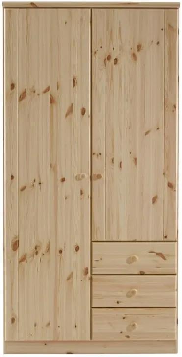 Hnedá šatníková skriňa z borovicového dreva Steens Ribe, 202 × 100,8 cm