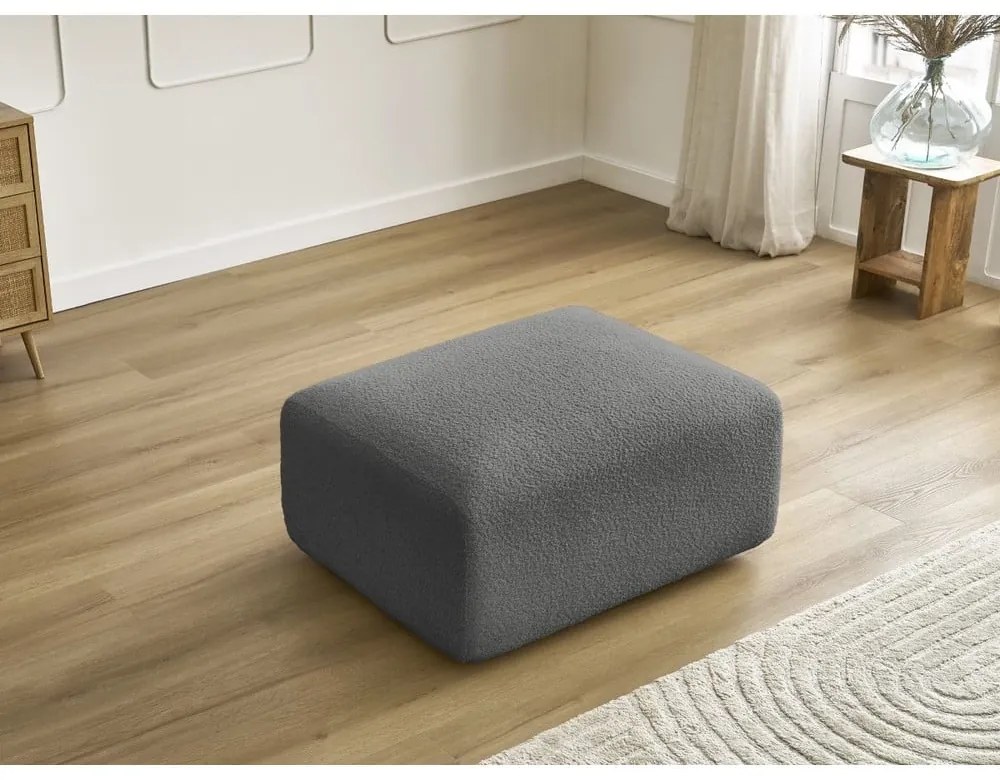 Sivá podnožka z textílie bouclé Tina – Bobochic Paris