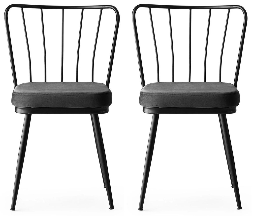 Súprava 2 ks jedálenských stoličiek Yildiz čierna/tmavosivá