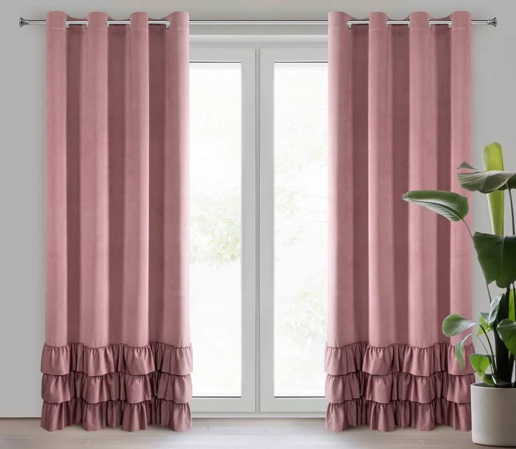 EUROFIRANY ZATEMŇOVACÍ ZÁVES NA KRÚŽKOCH MEGI 140X250 CM TMAVORUŽOVÁ